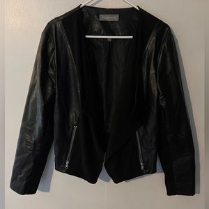 Cropped black leather jacket